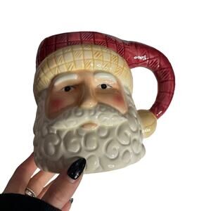 TIS THE SEASON Santa Clause Shaped Christmas Holiday Mug Red White